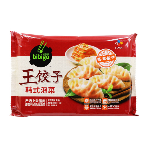 希杰必品阁韩式王饺子490g白菜猪肉泡菜玉米菌菇三鲜蒸饺速冻水饺