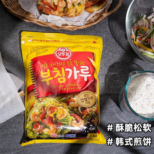 韩国不倒翁煎饼粉1kg袋装原装进口韩式面粉预拌粉早餐饼粉专用 - 图1
