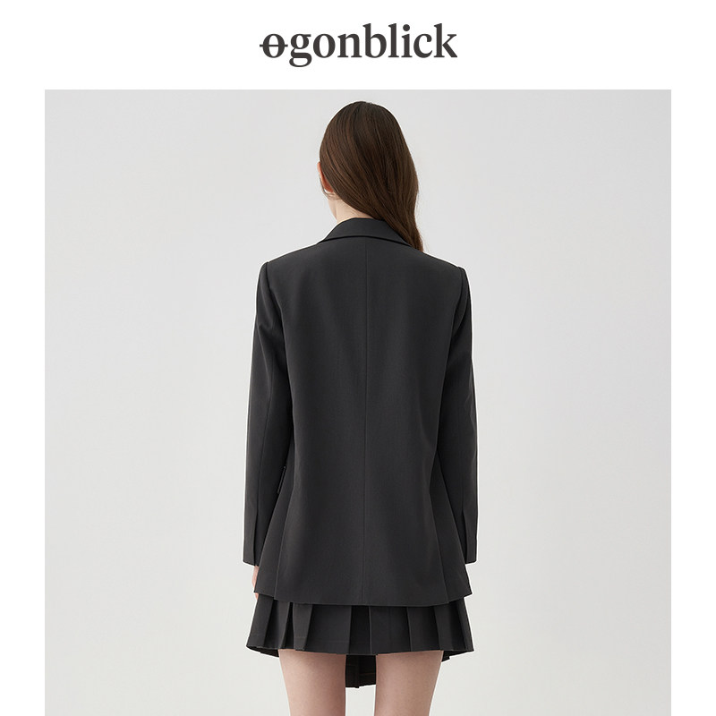 北欧时刻学院风刺绣西装外套女2026年春春新款减龄休闲中长款西服,淘宝优惠券,粉丝福利购,淘宝优惠卷