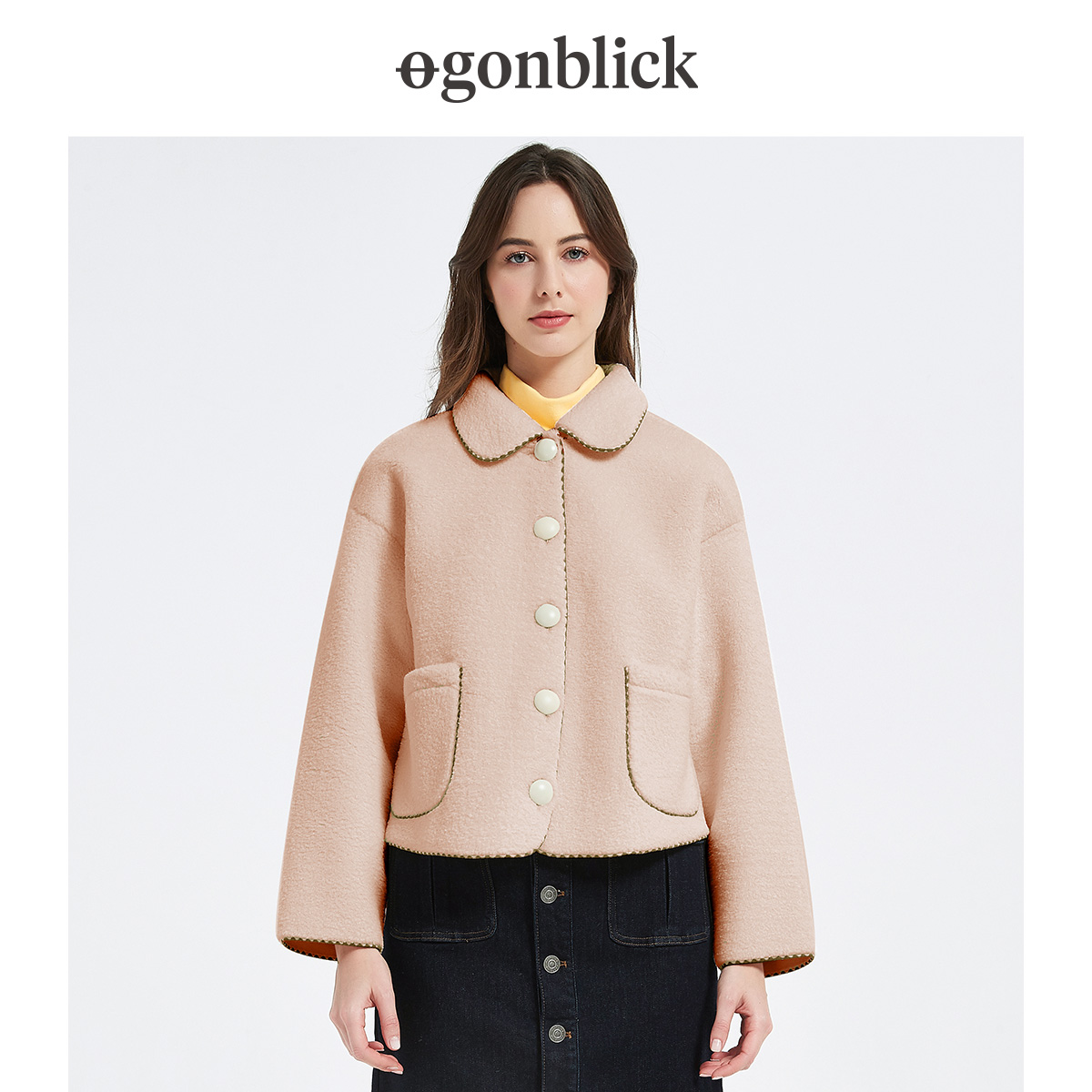 北欧时刻时尚保暖短款仿羊羔绒外套 gonblick北欧时刻短外套