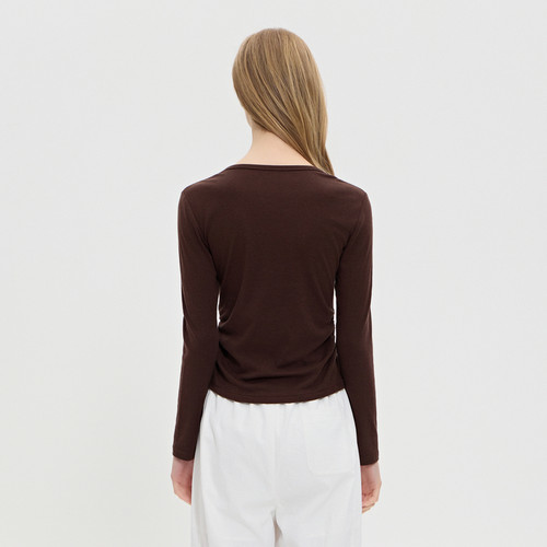 商场同款]北欧时刻假两件修身显瘦T恤女25秋季新款长袖打底衫上衣 - 图3