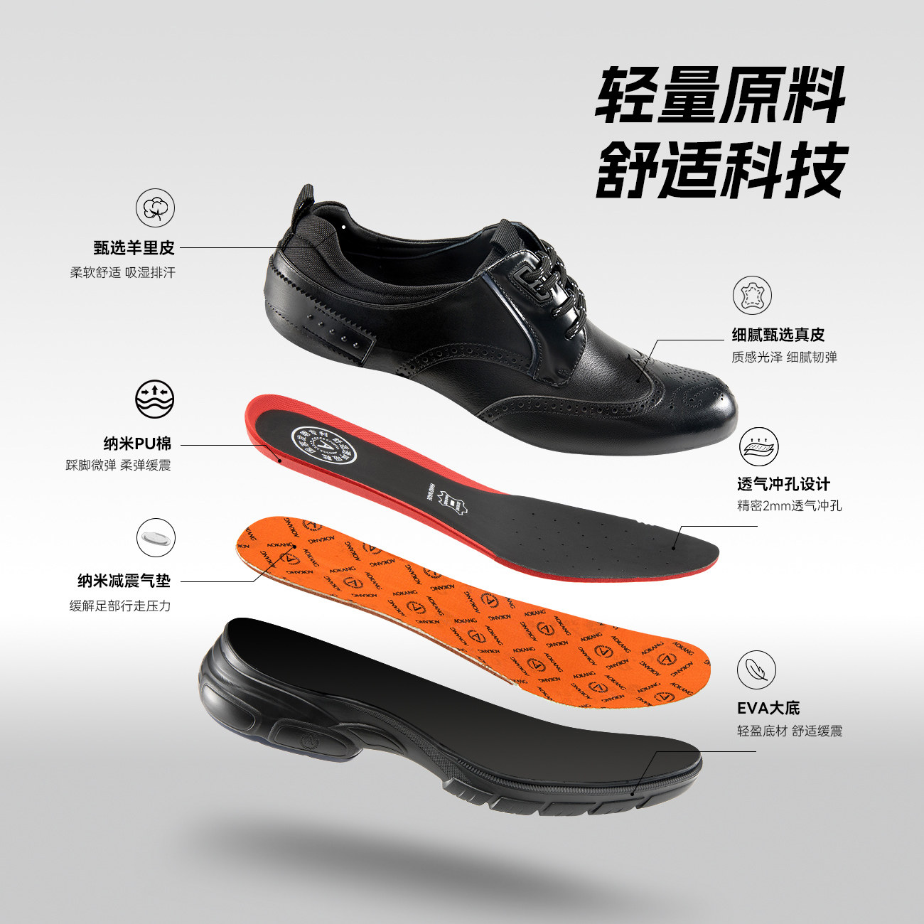 【运动皮鞋】奥康男鞋春秋季商务正装皮鞋布洛克羊皮内里鞋,淘宝优惠券,粉丝福利购,淘宝优惠卷