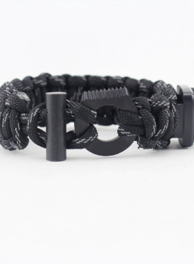 钓鱼生存套装打火棒指南针锐眼刀求生手链 伞绳编织工具包手环