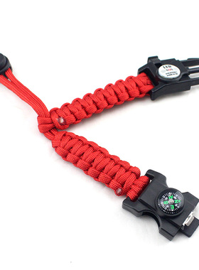 户外山地求生多功能LED灯SOS求救信号灯手环伞绳编织可调节求生手