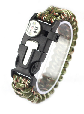 厂家直销七芯伞绳户外求生手链多功能led应急灯手工饰品编织绳