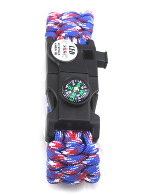 厂家户外SOS救生求生手环/野外应急求生LED求救信号灯手链