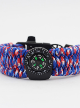 地摊货源 七芯伞绳手工编织手链 便携可拆卸指南针多功能手环