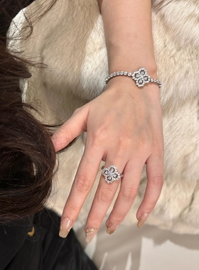 HW水滴钻石四叶草满钻Loop手链