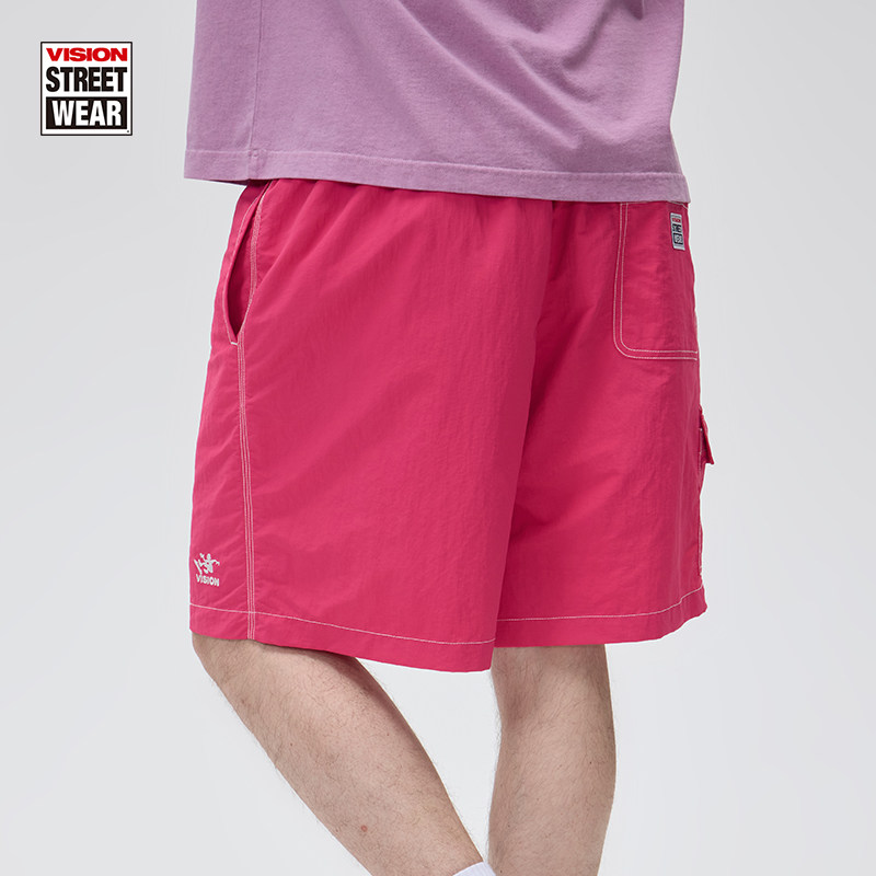 VISION官方  经典复古街头滑板运动抽绳宽松尼龙梭织短裤新款多色,淘宝优惠券,粉丝福利购,淘宝优惠卷
