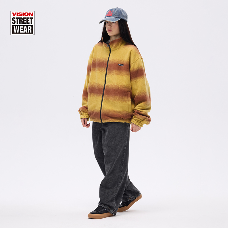 VISION官方  FLAT TOP生胶黑低帮翻毛皮拼接街头运动滑板鞋男女款 - 图1