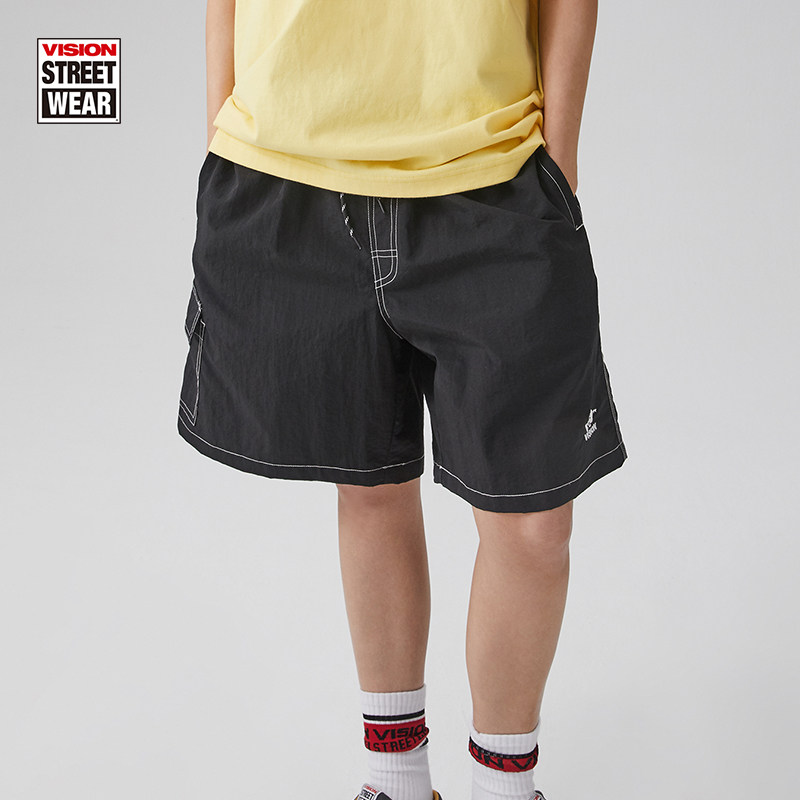 VISION官方  经典复古街头滑板运动抽绳宽松尼龙梭织短裤新款多色,淘宝优惠券,粉丝福利购,淘宝优惠卷
