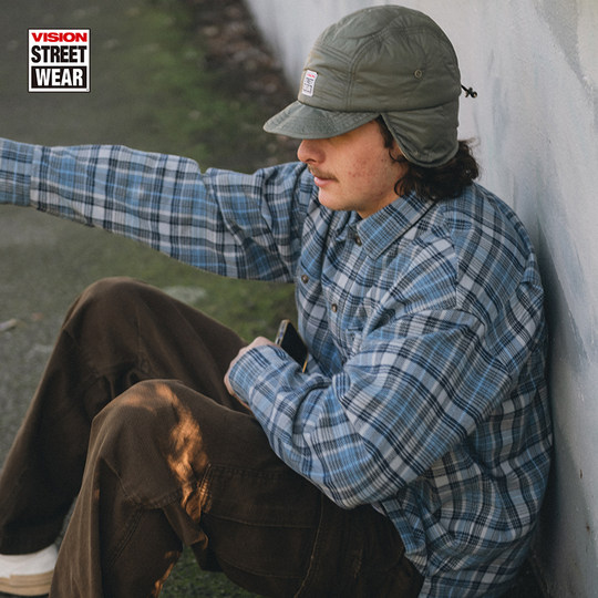 VISION official American retro custom-woven plaid pine needle loose long-sleeved shirt thin jacket for men and women new style 2 colors