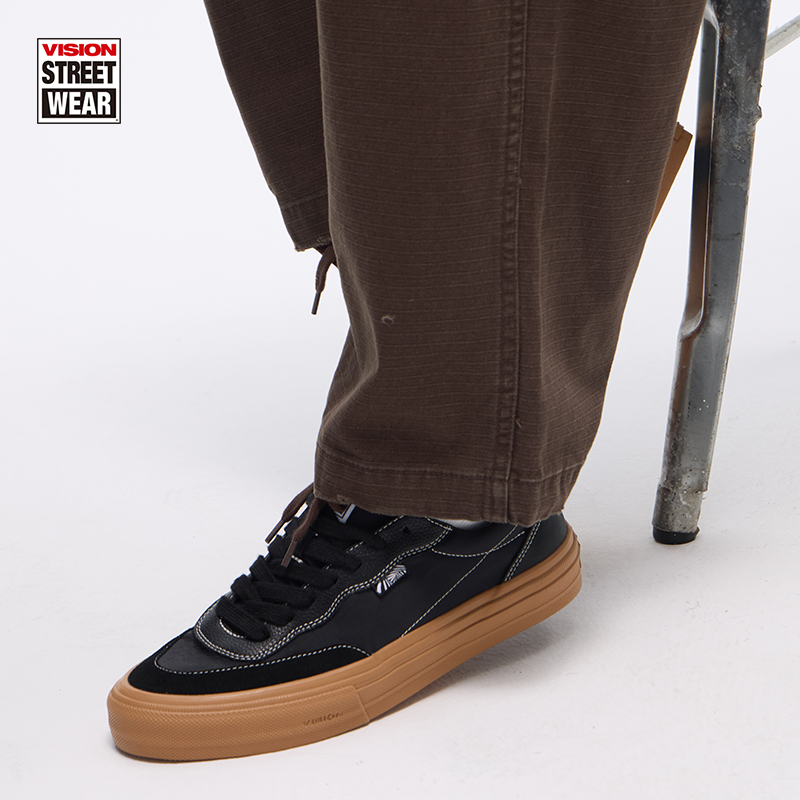 VISION官方  FLAT TOP生胶黑低帮翻毛皮拼接街头运动滑板鞋男女款 - 图2