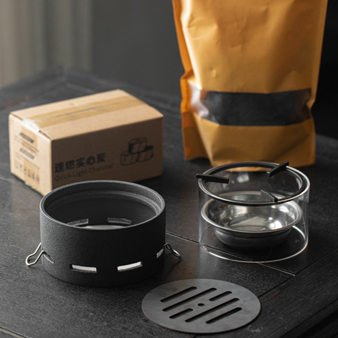 清欢丨观火炭炉围炉煮茶套装家用茶室桌面明火煮茶炉带防爆玻璃罩 - 图2