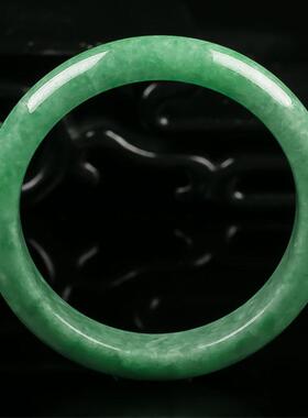 周玉镯缅甸冰糯种阳绿翡翠手镯绿玉镯子女款正圈满绿玉手镯送妈妈