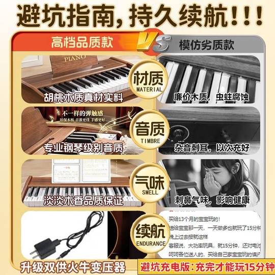 电子琴木质小钢琴乐器入门可弹奏玩具男女孩初学宝宝儿童生日礼物