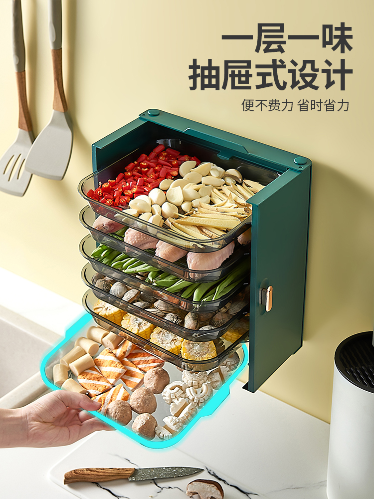 新品厨房配菜盘置物架多层可折叠备菜盘蔬菜收纳架叠加多功能配菜 - 图1