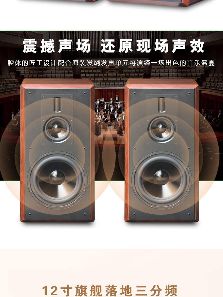 德国出口发烧级10寸12寸三分频HIFI音箱无源音响家用木质对箱