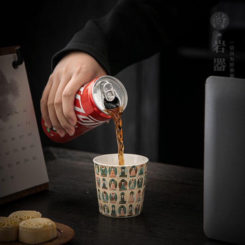 敦煌茶杯主人杯家用复古千佛单杯陶瓷个人杯单个暖手杯早餐牛奶杯,淘宝优惠券,粉丝福利购,淘宝优惠卷