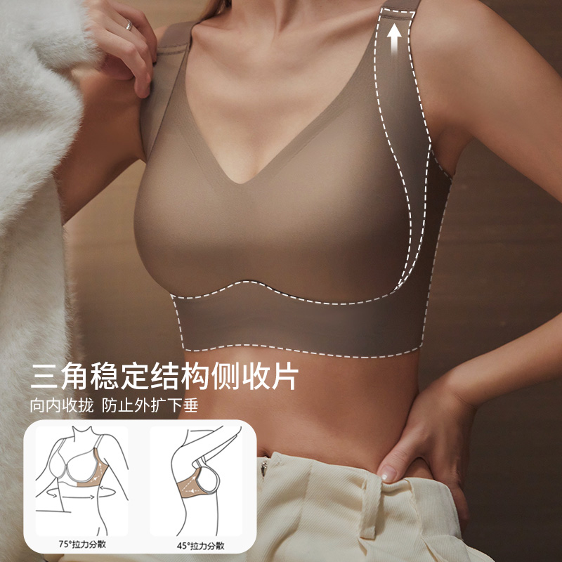 安娜蜜语调整型收副乳内衣全罩杯大码文胸大胸显小薄款无痕无钢圈