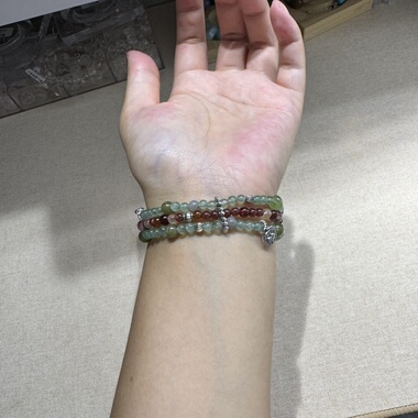 原创粉绿幽灵绿草莓4mm草莓晶沙佛莱岫玉灰月石榴红胶花【H217】