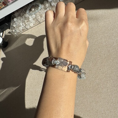 原创灰兔毛幽灵无事牌红铜发四季幽灵彩发晶蓝兔毛超七灰月光【32