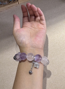 原创紫水晶簇+薰衣草紫晶15.8mm+粉雪花幽灵+玻利维亚马粉【089