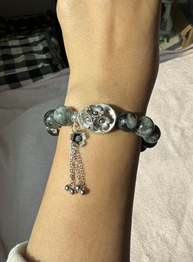 原创鹰眼石12.8mm白水晶随形+补水金+平安自信勇气注意力净化趋负