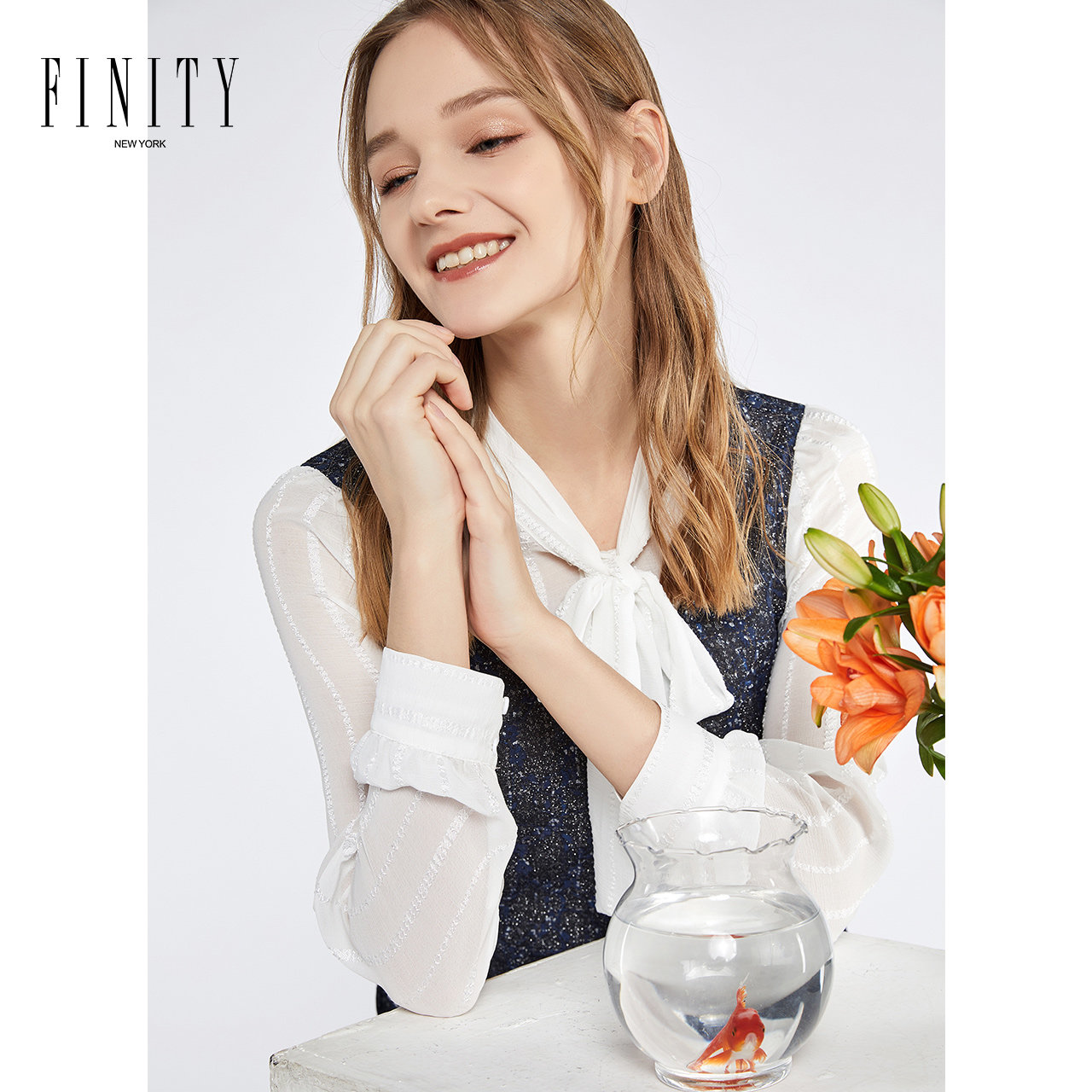 FINITY2021春款女装新款时尚假两件连衣裙女法式修身收腰显瘦裙子-图2