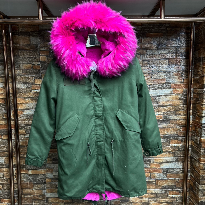 女棉衣派克服中长款加绒加厚保暖冬装外套女大毛内胆毛领可拆卸 - 图3