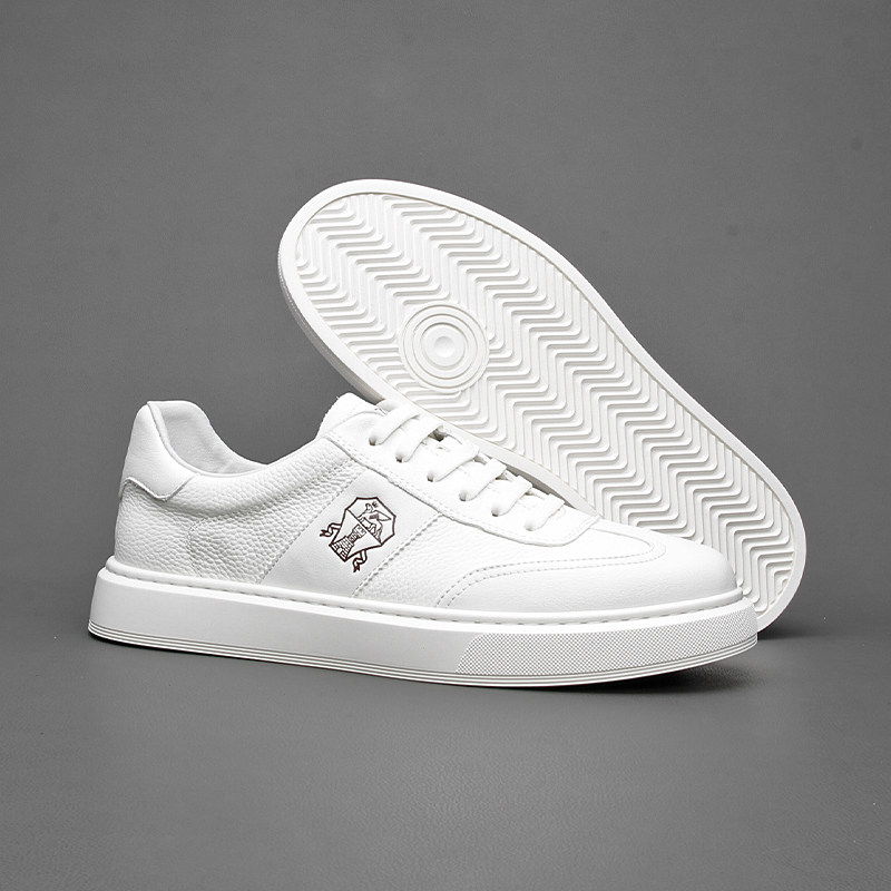 小白鞋男款2026新款头层牛皮时尚荔枝纹透气百搭男士轻便休闲板鞋,淘宝优惠券,粉丝福利购,淘宝优惠卷