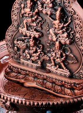 西藏式水陆供五路财神摆件绿黄白红黑财申供水碗全套