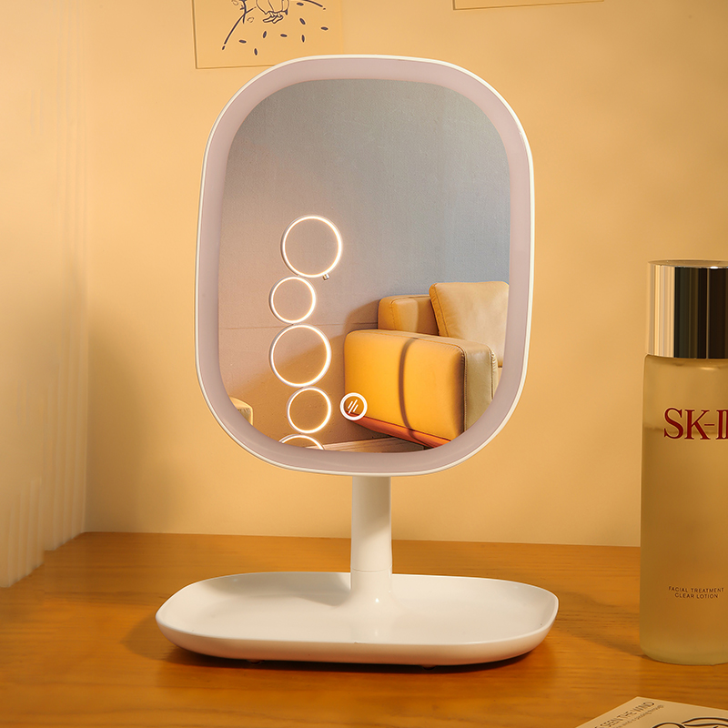 led化妆镜带灯台式学生宿舍桌面补光神器便携高清梳妆台美妆镜子 - 图2