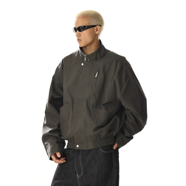 American retro stand collar flight jacket