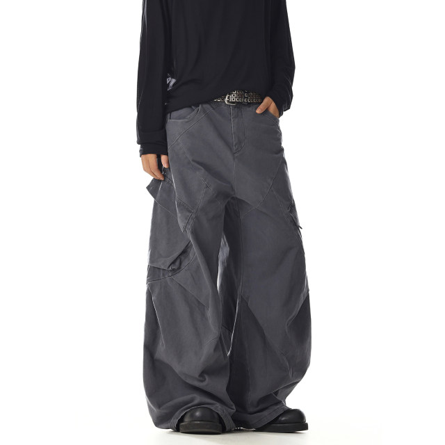 American retro gray overalls for men and women trendy brand