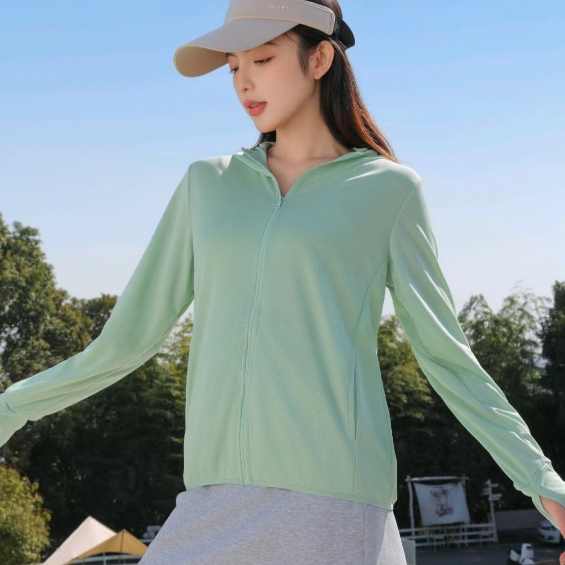 防晒衣女2023新款冰丝防紫外线夏季薄款针织长袖透气防晒服外套-图1
