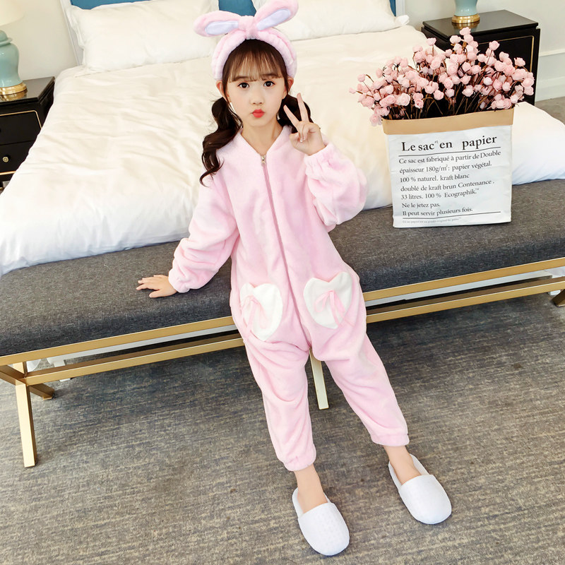 儿童秋冬女童法兰绒睡袋珊瑚绒睡衣 奥颜美睡裙