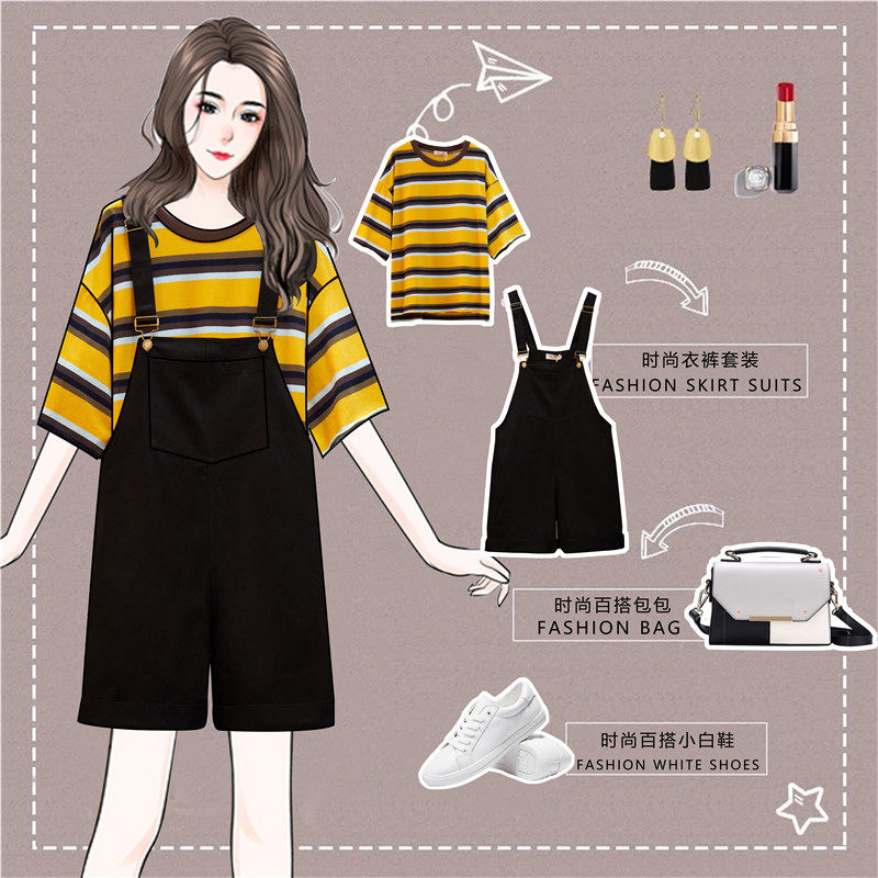 加肥加大码孕妇产检套装夏天短裤 奥颜美孕妇背带裤