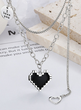 diy夏季新S925银流黑色爱心马赛