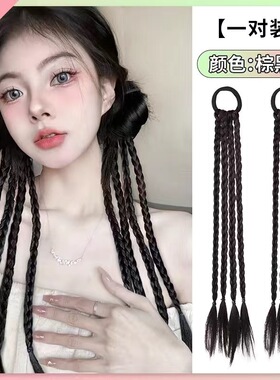 假发辫子女马尾甜酷女孩绑带式编发拳击辫假发网红挑染麻花小辫子