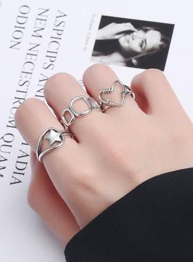 iy纯时银戒指S活925东大门五角星