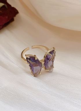 diy轻奢紫色蝴蝶套装组合感百搭