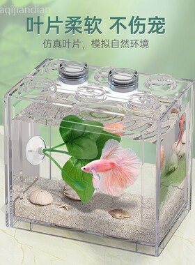 斗鱼休息躲避叶产卵叶仿真水草绿