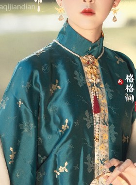 晚明风长璎珞多层平安锁旗袍压襟