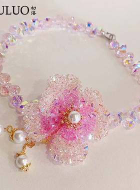 CL14新中式牡丹花颈链轻奢重工锁骨链汉服旗袍