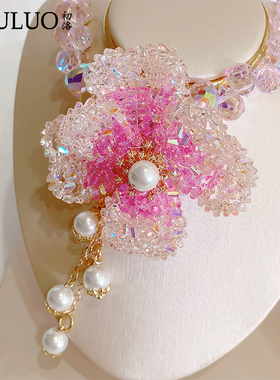 CL14新中式牡丹花颈链轻奢重工锁骨链汉服旗袍