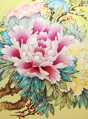 傲世瓷业 窑变玳瑁鹅黄釉手绘粉彩花开富贵石榴瓶