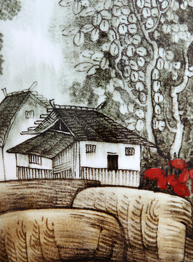 景德镇大师手绘墨彩花瓶陶瓷器