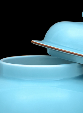 景德镇陶瓷大号中式湖蓝艺术酒店装饰品民宿客厅办公室摆件将军罐