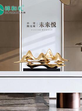 客厅玄关摆设样板房配饰假山工艺品雕塑酒店艺术品水招财软装摆件